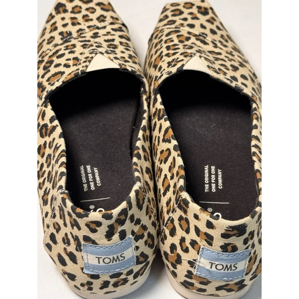 TOMS Women's Canvas Leopard Animal Print Slip On US 6.5